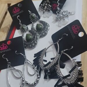 Paparazzi Silver and Green Boho Earrings Collection